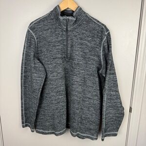 Eddie‎ Bauer Mens Gray Heathered 1/4 Zip Pullover Sweater Txl Cotton Polyester